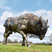 Bison Recycled Metal Sculpture in the Garden