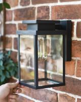Scale Shot of Large Black Contemporary "Quadrant" Outdoor Top Fix Wall Light