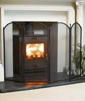 Large Black Four Fold Fire Guard in Situ