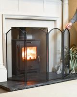 Scale Shot Of Large Black Four Fold Fire Guard