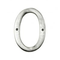 Large Satin Chrome House Number 0