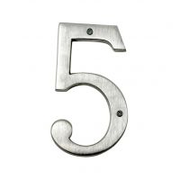 Large Satin Chrome House Number 5