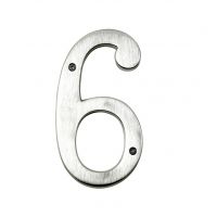Large Satin Chrome House Number 6