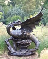 Large Cast Aluminium Dragon Sculpture 