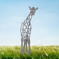 Natural Steel Baby Giraffe Silhouette