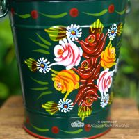 Close-up of the Rose Design on the Narrowboat Bucket 