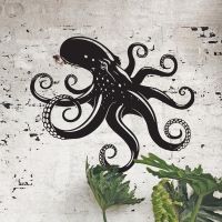 Octopus Wall Art in Situ on a Rustic Brick Wall