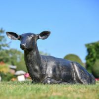 Lying Down Doe Finished in an Antique Gold