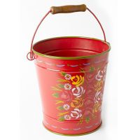 23cm Large Narrowboat Hand Painted Bucket Finished in Red 