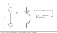 Large Sleek Black Gothic Thumb Latch Set Dimensions