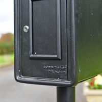 Close-up of the Black Finish on the "Original Reproduction" White Elizabeth Regina Post & Parcel Box
