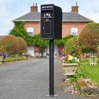 "Original Reproduction" Black Elizabeth Regina Post and Parcel Box With Stand