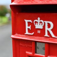 Wording E R on the Front of the Post Box Finished in White