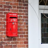 Red Elizabeth Regina Slim Post Box in Situ 