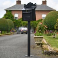 “Twilight Shadows” Black Goldhay Post Box On Stand