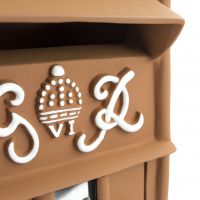 King George Rex Post Box Front - Rustic