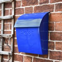 “Sapphire Lagoon” Dark Blue Contemporary Post Box with Lock on Wall 