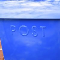 Close up of embossed "POST" 