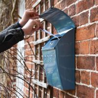 Side view of Dove Grey Post Box with Lock 