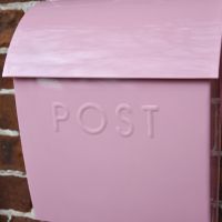 Close up of embossed "POST" lettering 