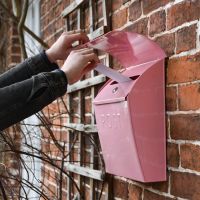 Side view of “Rose Mist” Light Pink Contemporary Post Box 