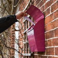 Side view of “Persian Summer” Bright Pink Contemporary Post Box