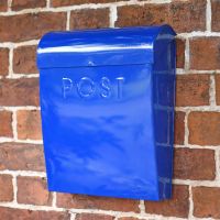 Contemporary blue external house post box