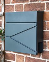 "Leading Edge" Black Wall Mounted Post Box & Newspaper Holder in Situ
