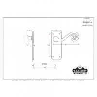 "Lesula" Monkeytail Lever Latch Set Dimensions