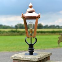 Copper Victorian Pillar Light and Lantern Set in Situ on a Pillar