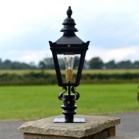Harrogate Pillar Light and Lantern Set in Situ on a Driveway