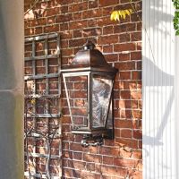 "Mosebly Manor" Antique Black Wall Lantern in Situ 