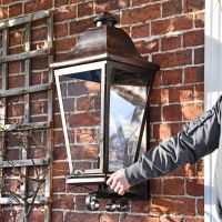 "Mosebly Manor" Antique Black Wall Lantern in Full 