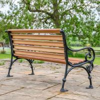 Rear view of "Vine" Brown Garden Bench 