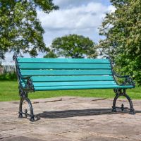 Ornate Scroll Design Green Park Bench 