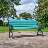 Scroll Design Green Park Bench in Situ 