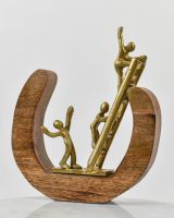 The Liberation Cast Aluminium and Mango Wood Interior Art Sculpture