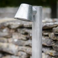 Galvanised Steel Modern Pathway Pillar Light Close Up