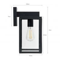 Modern Black Square-Shaped Wall Light Measurements