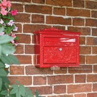 Lockable Bright Red Gothic Style Post Box