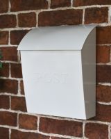 Lockable White "Billingham" Contemporary Wall Mounted Post Box