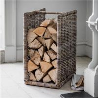 Woven Rattan Log Holder & Store