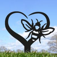 "Loving Nature" Bee Grave Marker Ground Spike in Black Finish