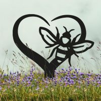 Black Grave Marker Ground Spike with "Loving Nature" Bee Topper