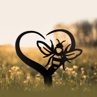 "Loving Nature" Bee Grave Marker Ground Spike in Black Finish in Situ