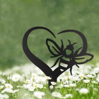 Black "Loving Nature" Bee Grave Marker Ground Spike