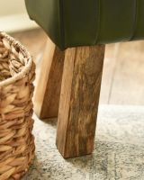 The "Forrest" Green Leather & Mango Wood Bench Legs