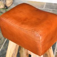 Tan Goat Leather Counter Top of the Stool