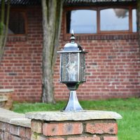 "Marsden" Silver Leaded Glass Pillar Light in Situ on a Brick Pillar