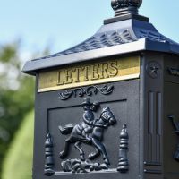 Brass Letter Plate on the Matt Black Freestanding Huntingdon Post Box